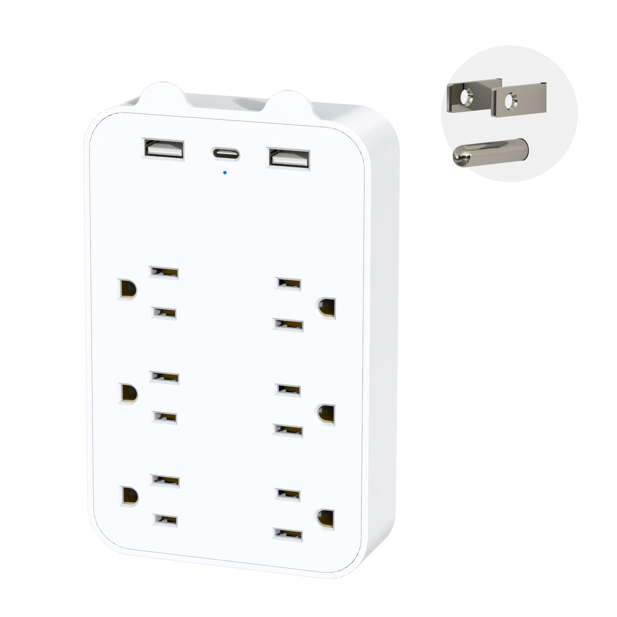Hopow Multi Plug Wall Outlet, Outlet Extender With 6 Outlets 3 Usb (1 Usb C) Ports, Outlet Splitter With Phone Holder, Wall Moun