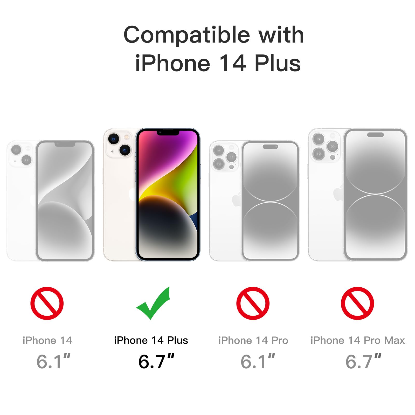 Jetech Case For Iphone 14 Plus 6.7 Inch, Non Yellowing Shockproof Phone Bumper Cover, Anti Scratch Clear Back (Red)