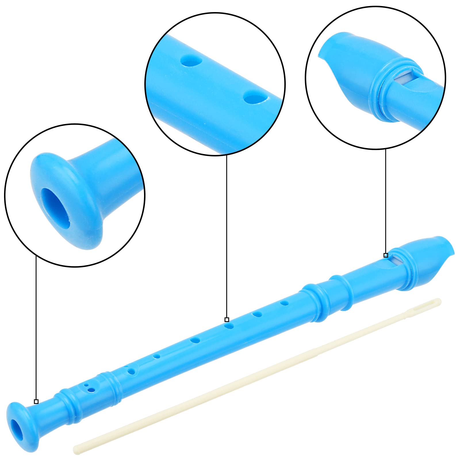 Muklei 20 Pack 12 Inch Descant Soprano Recorder, 8 Hole Soprano Recorder Recorder Instrument With Cleaning Rod For Beginners, Bl