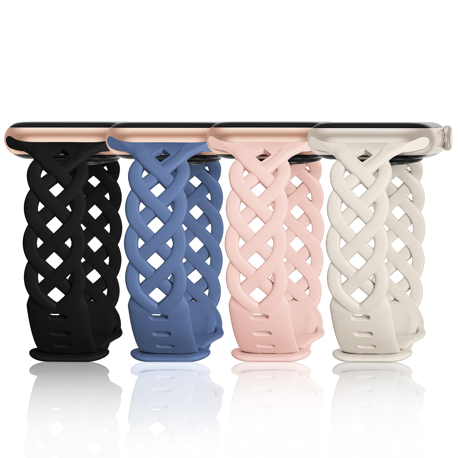 Slim Silicone Bands Compatible With Apple Watch Band 40Mm 38Mm 41Mm 42Mm 44Mm 45Mm 46Mm 49Mm Women,Breathable Braided Lace Thin