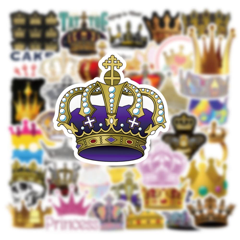 Imperial Crown Stickers 51Pcs Cute Cartoon Gold Right Shine Pack | Cool Colorful Deacls Graffiti Vinyl Pvc Waterproof For Adults