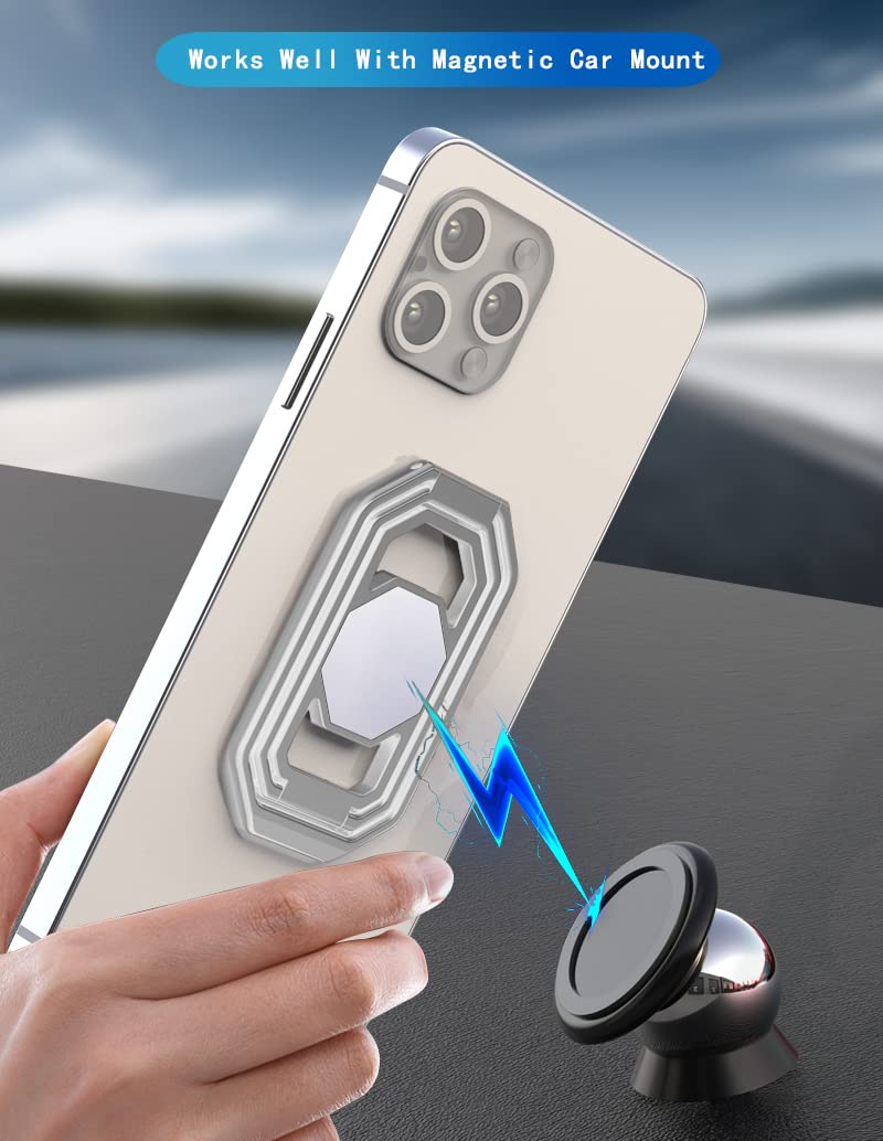 Rimyam Phone Ring Holder Metal Kickstand 360 Foldable Swivel Cell Phone Finger Grip Stand Phone Back Grip For Magnetic Car Mount