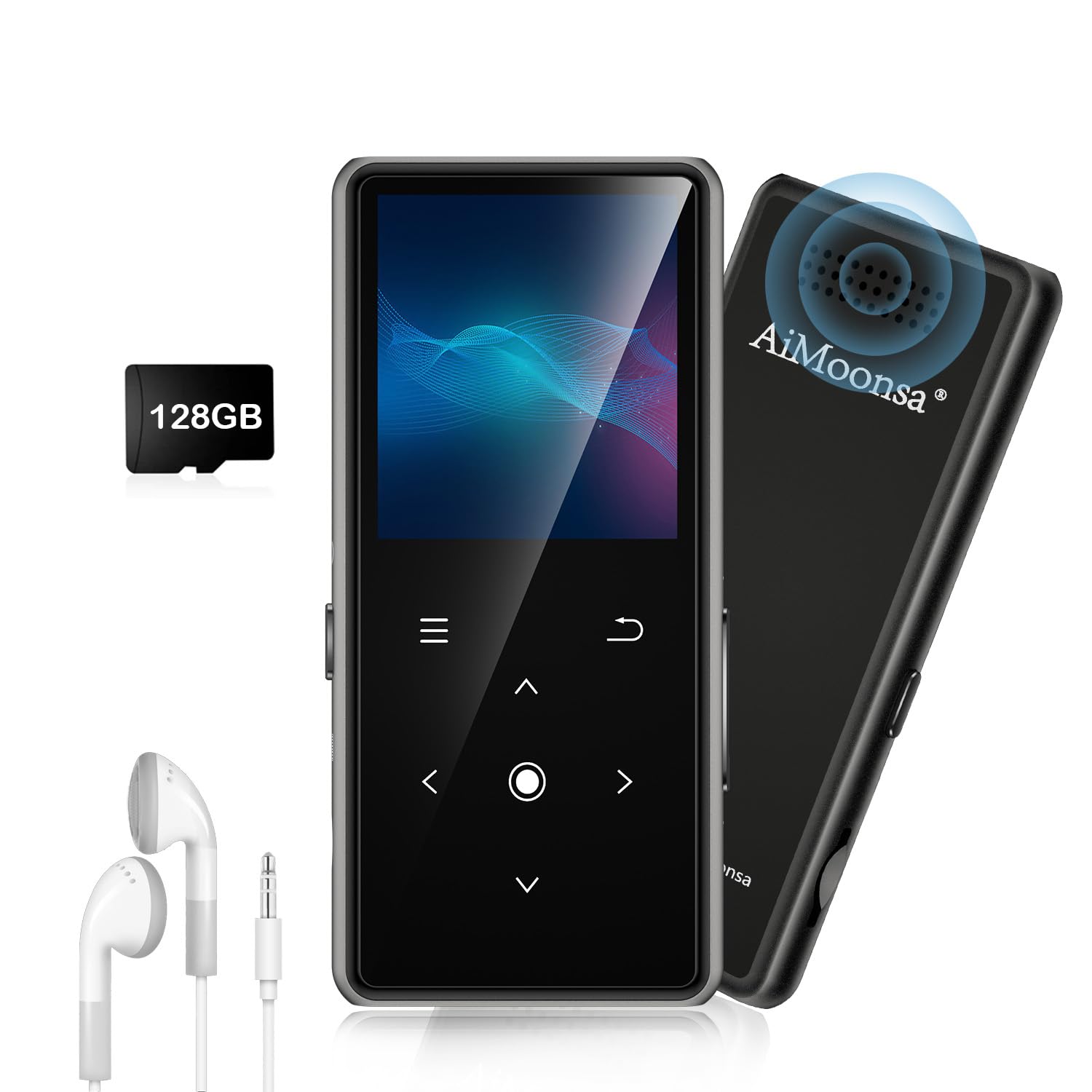 128Gb Mp3 Player With Bluetooth 5.2, Aimoonsa Music Player With Built In Hd Speaker, Fm Radio, Voice Recorder, Hifi Sound, E Boo