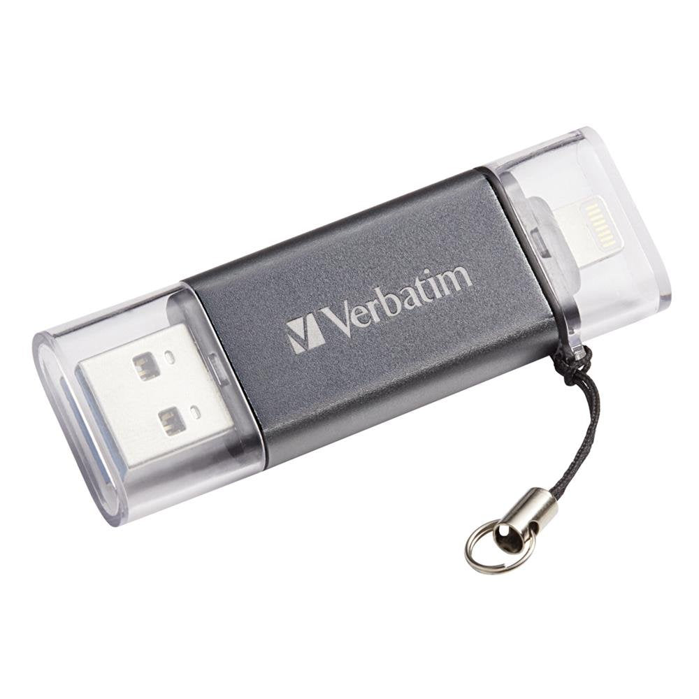 Verbatim 64GB Store n Go Dual USB 3.0 Flash Drive for Apple Lightning Devices - Graphite