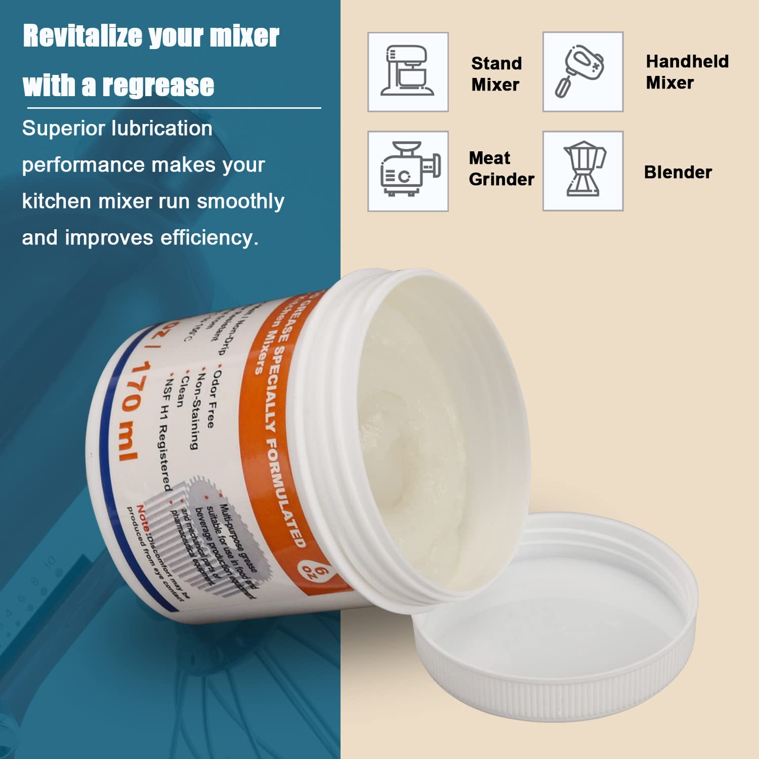 6 Oz Food Grade Grease For Kitchenaid Stand Mixer With 9709511 Wp4162324 4162324 Gasket And Spoon Easy To Use