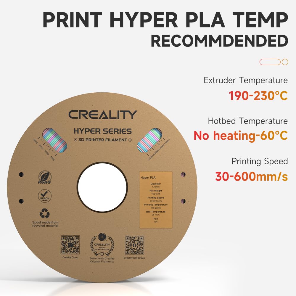 Official 3D Printer Filament Hyper Pla Filament, Creality Pla 3D Printing Filament For High Speed Printing, Durable And Resistan