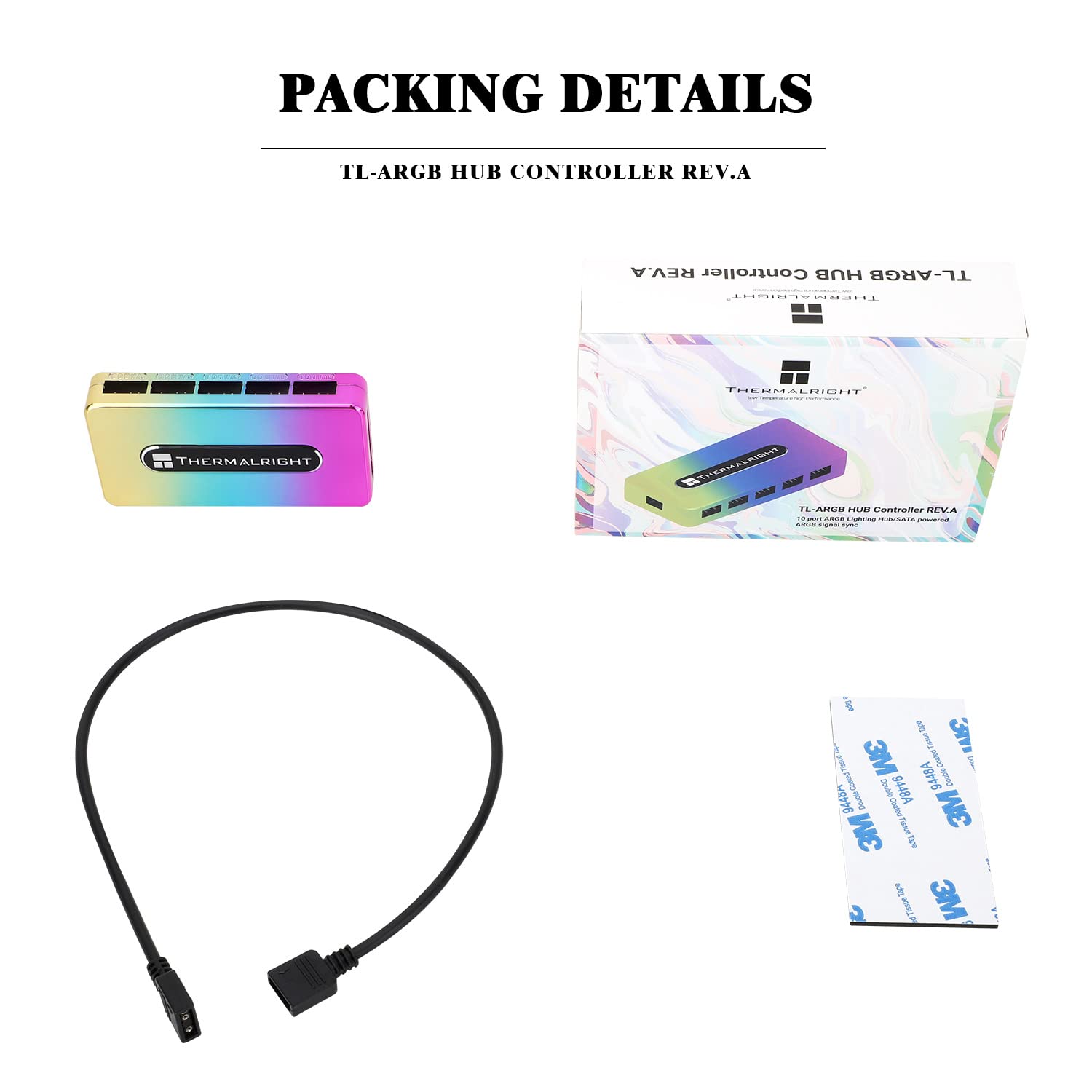 Thermalright Integrated Argb Fan Hub, 10 Port 3 Pin Pc Fan Controller, 5V Fan Argb Hub, Support Up To 10 Fans, Sata Power Cord D
