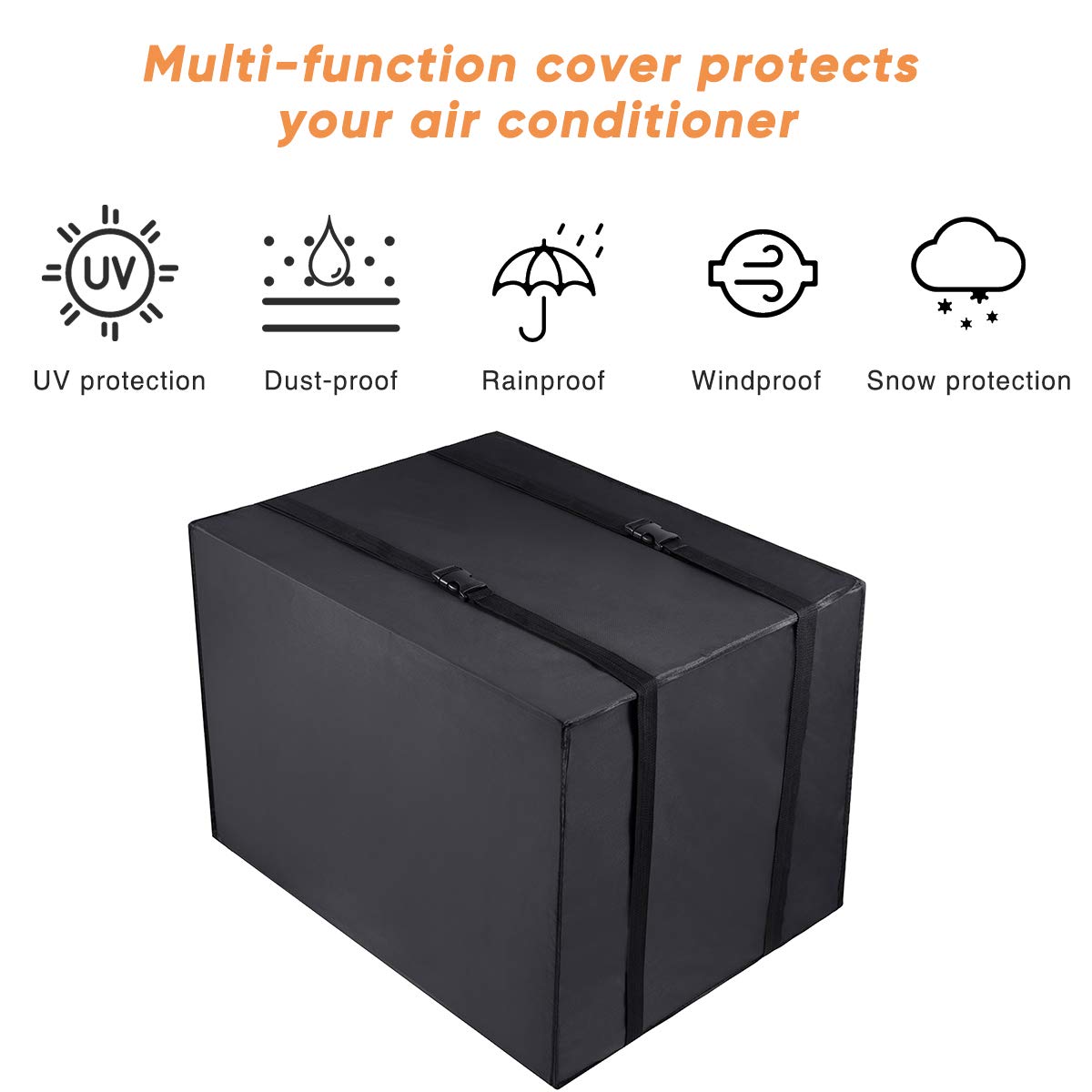 Luxiv Window Air Conditioner Cover Outdoor, Outside Window Ac Unit Cover Black Dust Proof Waterproof Ac Cover Outdoor Window Ac