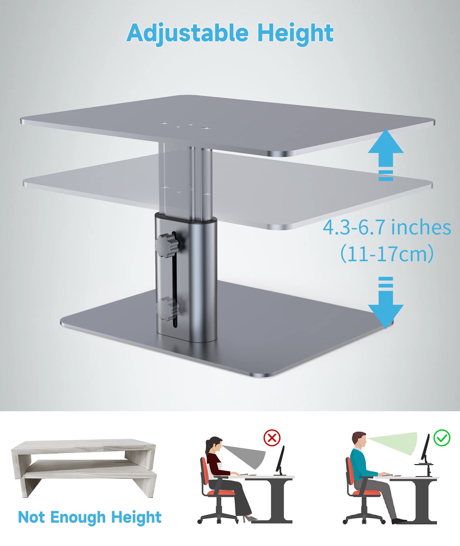 Boyata Monitor Stand, Adjustable Monitor Riser Metal Computer Stand Compatible With Tv, Pc, Laptop, Computer, Imac, And All Scre