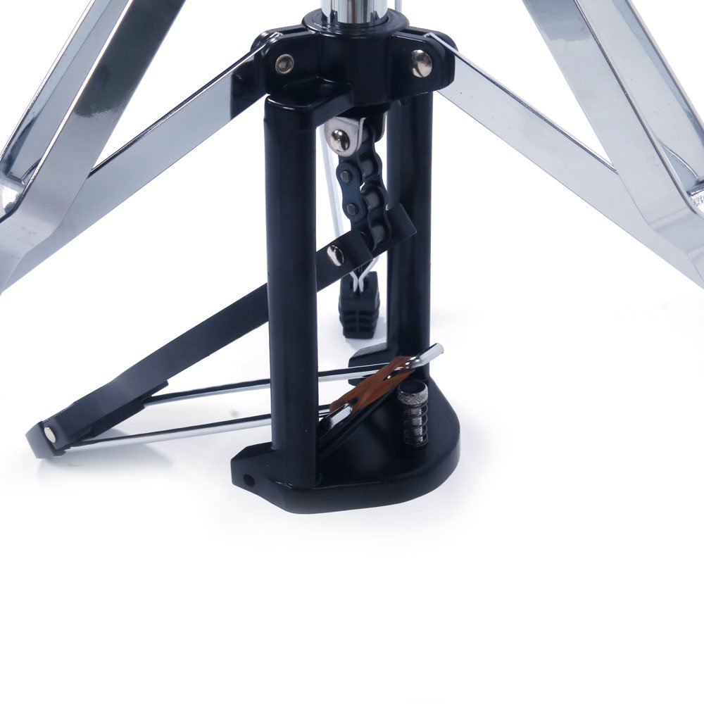 COOBL Professional Foldable Hi-Hat Stand, Alloy Steel, Silver, Control Style with Pedal, Cymbals Not Included