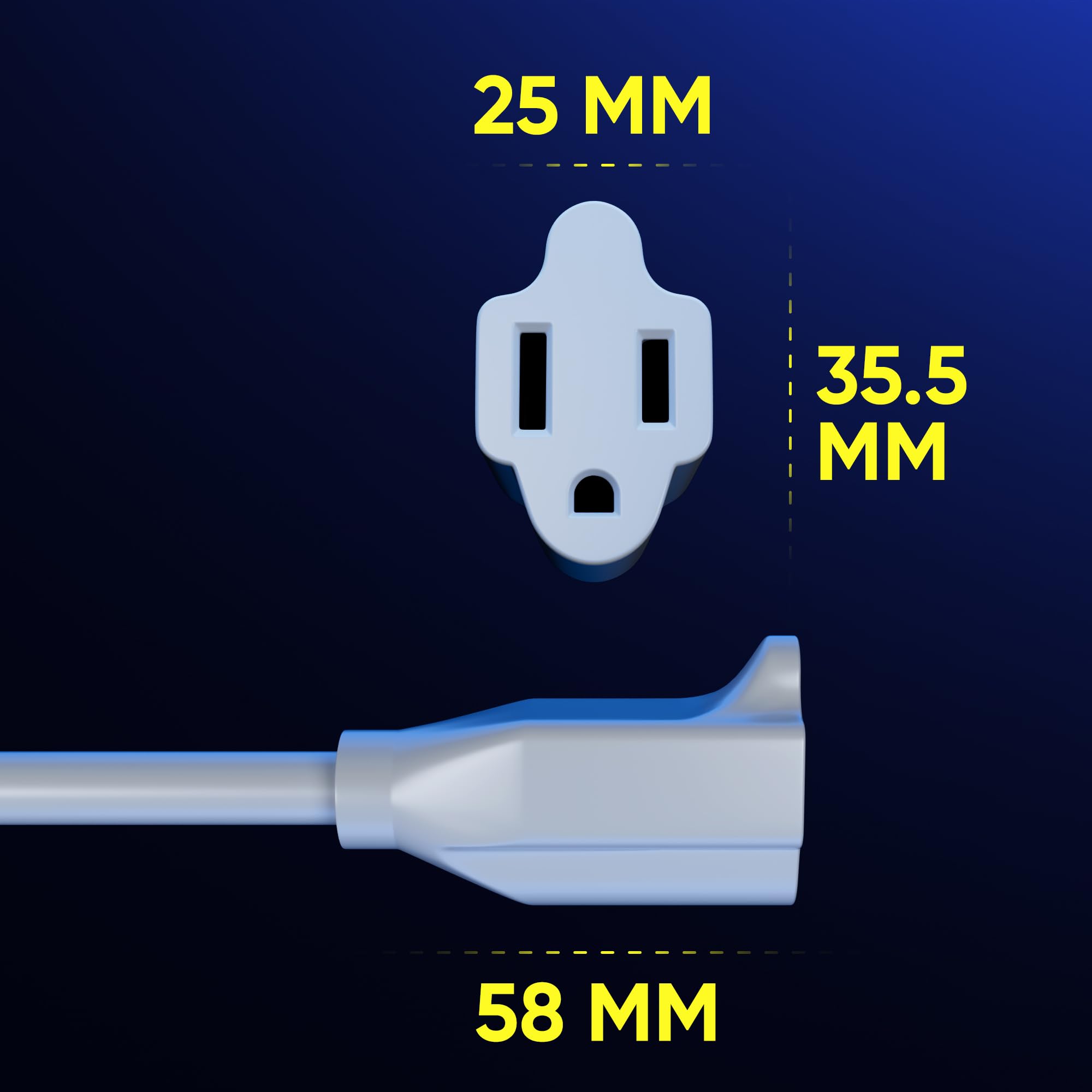 Maximm Cable 0.5 Feet 14Awg 360? Rotating Flat Plug Extension Cord/Wire, 3 Prong Grounded Wire, Heavy Duty Extension Cord   Ul C