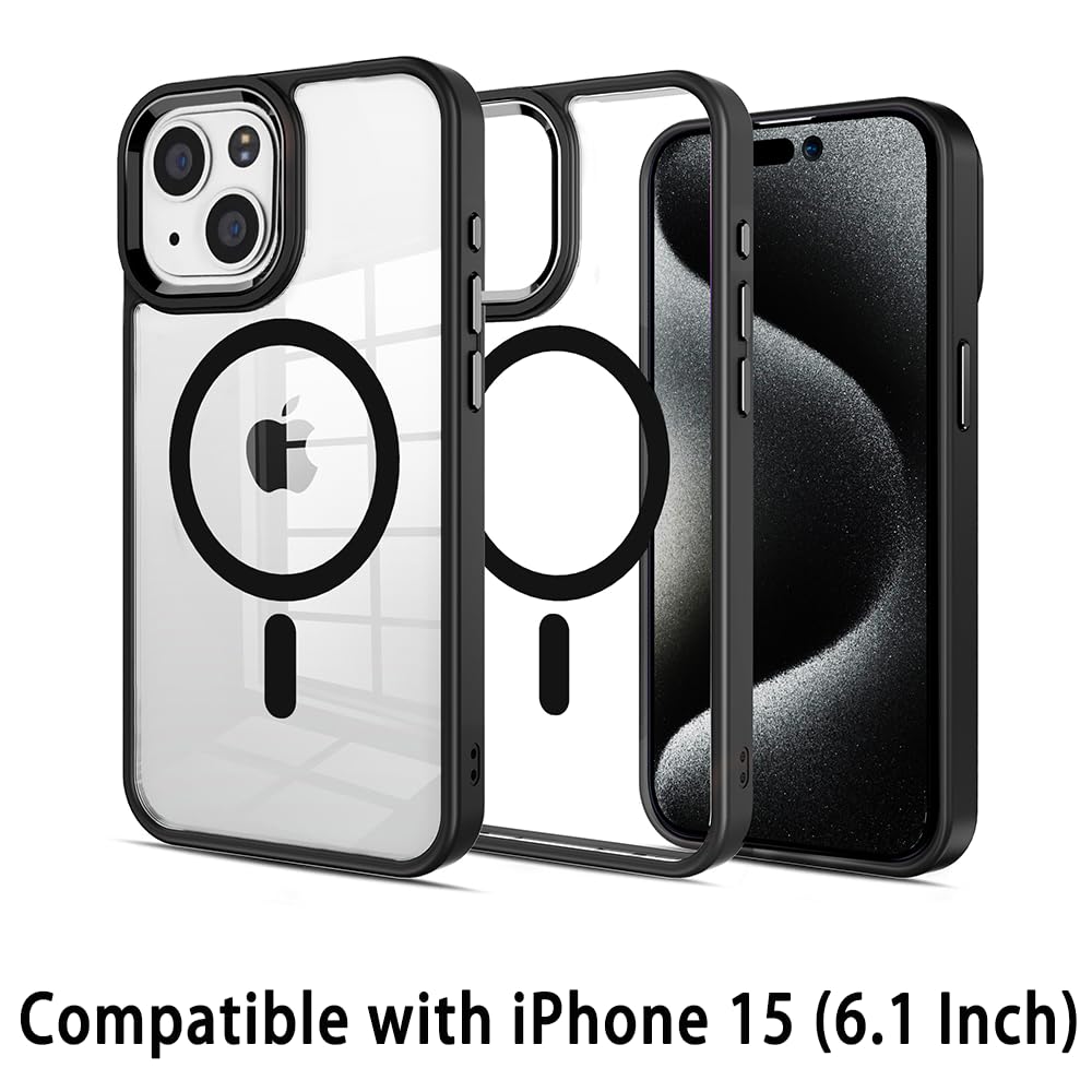 Pinlisheng Magnetic For Iphone 15 Case,Compatible With Magsafe, Military Grade Drop Tested, Shockproof Clear Hard Back Slim Case