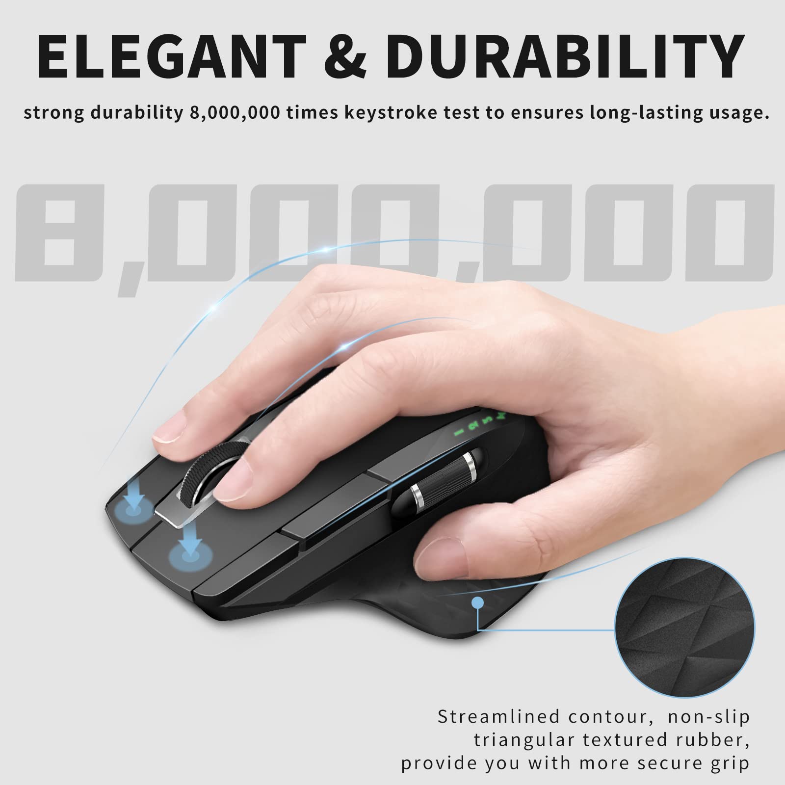 Rapoo Bluetooth Wireless Mouse, 4 Adjustable Dpi Rechargeable, Multi Device (3 Bluetooth+Usb) Programmable Ergonomic Mouse With