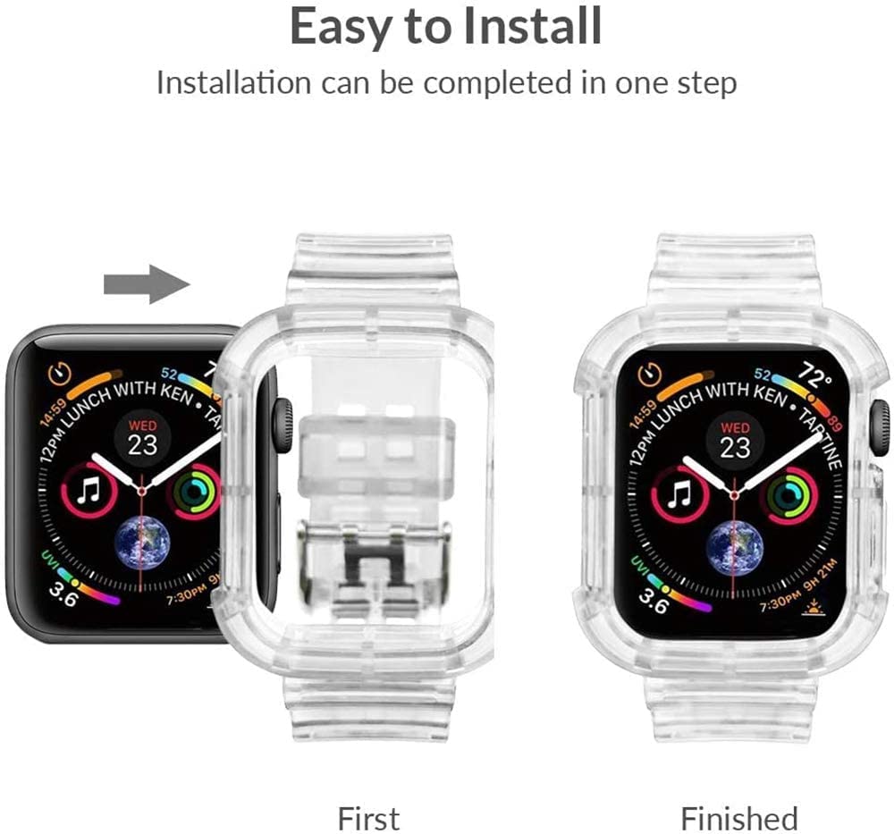 Wrist B Compatible For Apple Watch Band 38Mm 40Mm 41Mm,Transparent Clear Watch Band Soft Silicone Cute Sport Case And Band For A