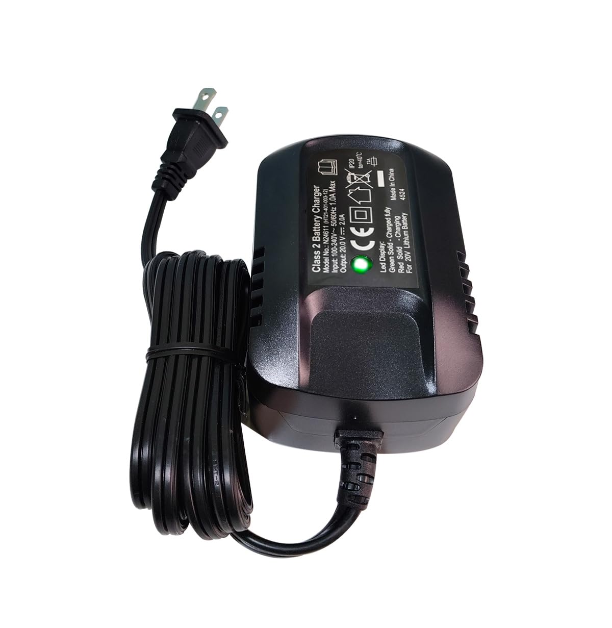 for Hyper Tough 20V 2A Lithium-Ion Battery Fast Charger with LED Indicator Light US Plug HT21-401-003-12