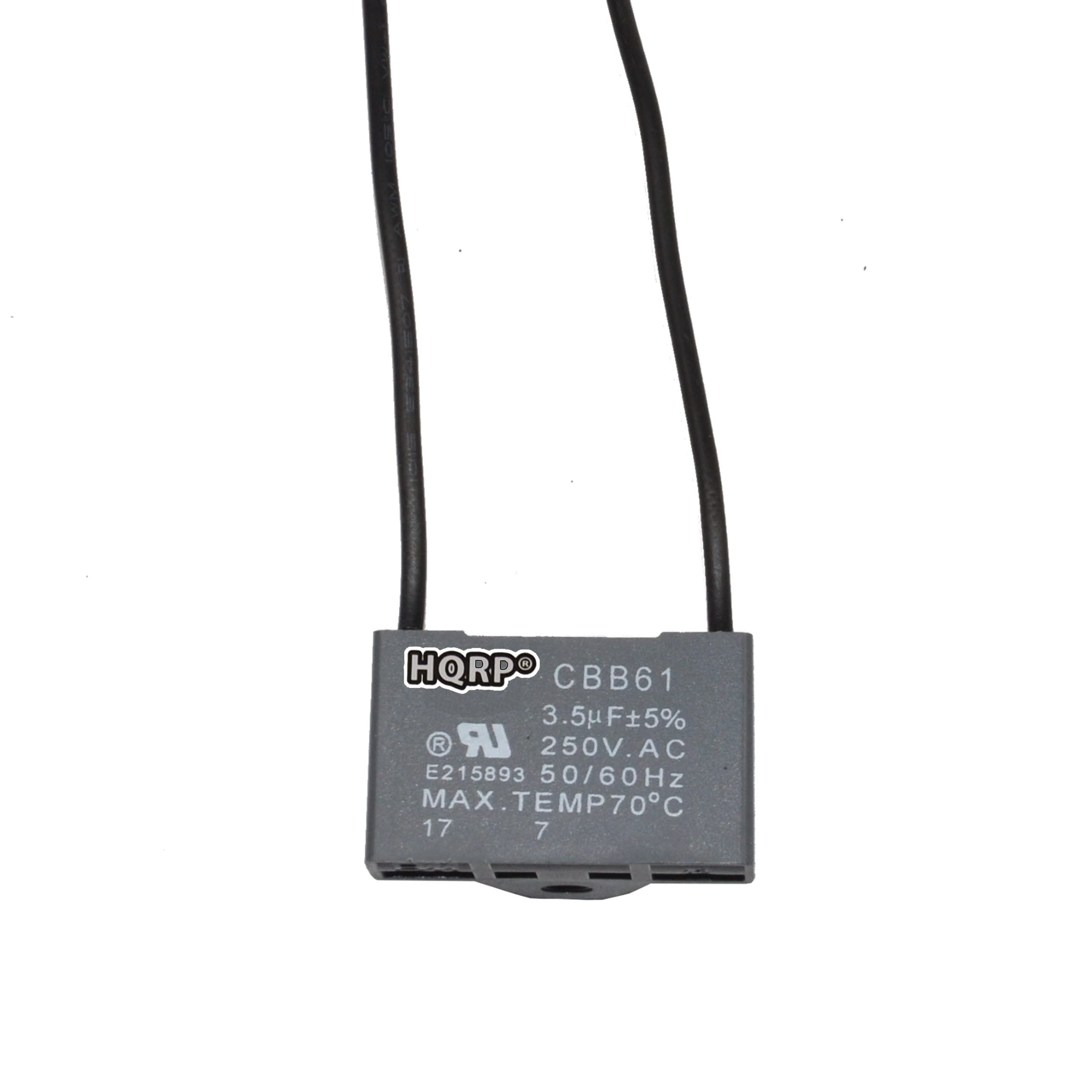 Hqrp Kit Ceiling Fan Capacitor Cbb61 3.5Uf 2 Wire Ul Listed And 3 Speed Fan Switch