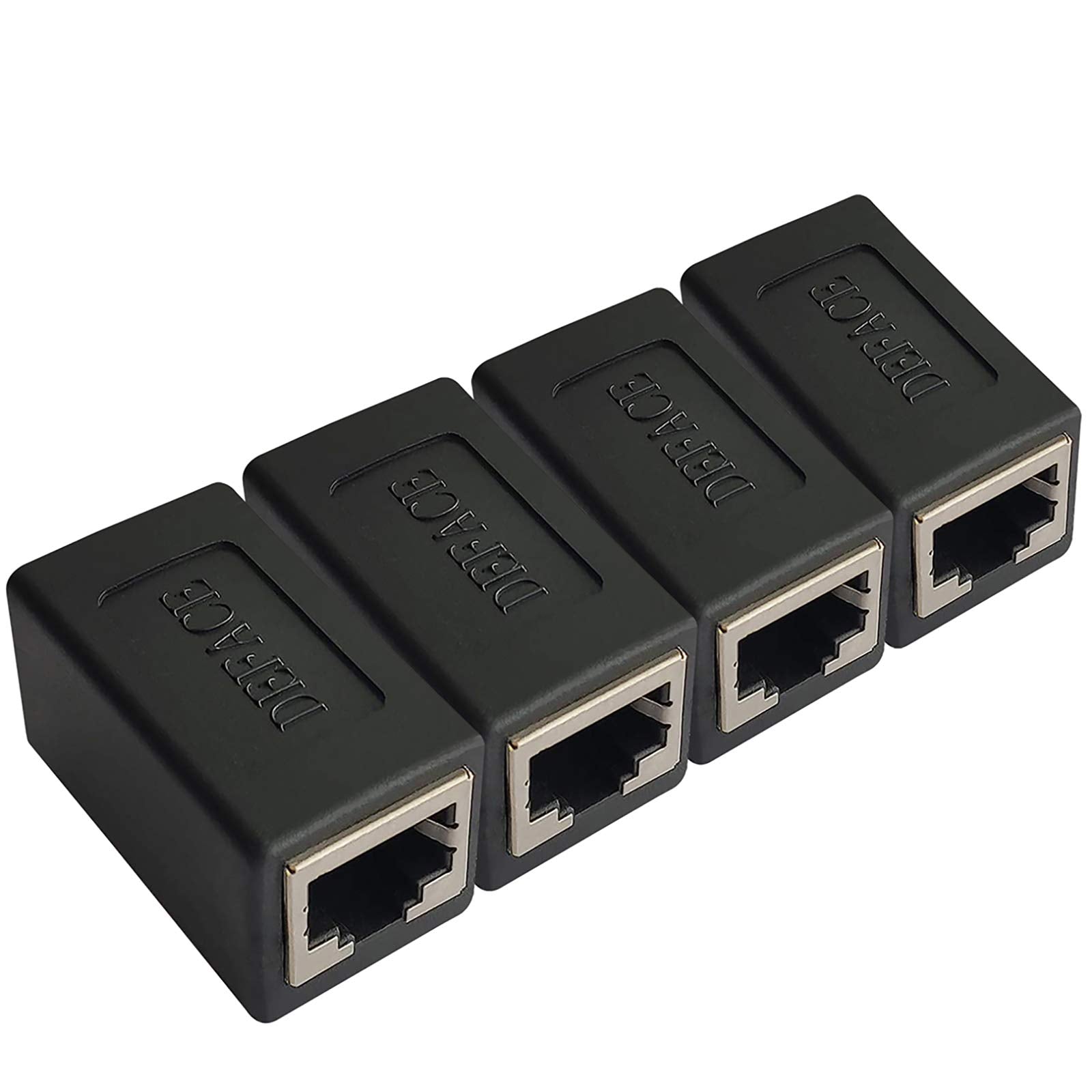 DEFACE RJ45 Coupler 4 Pack Cat8 Cat7 Cat6 Cat5e Female to Female Ethernet Adapter Black