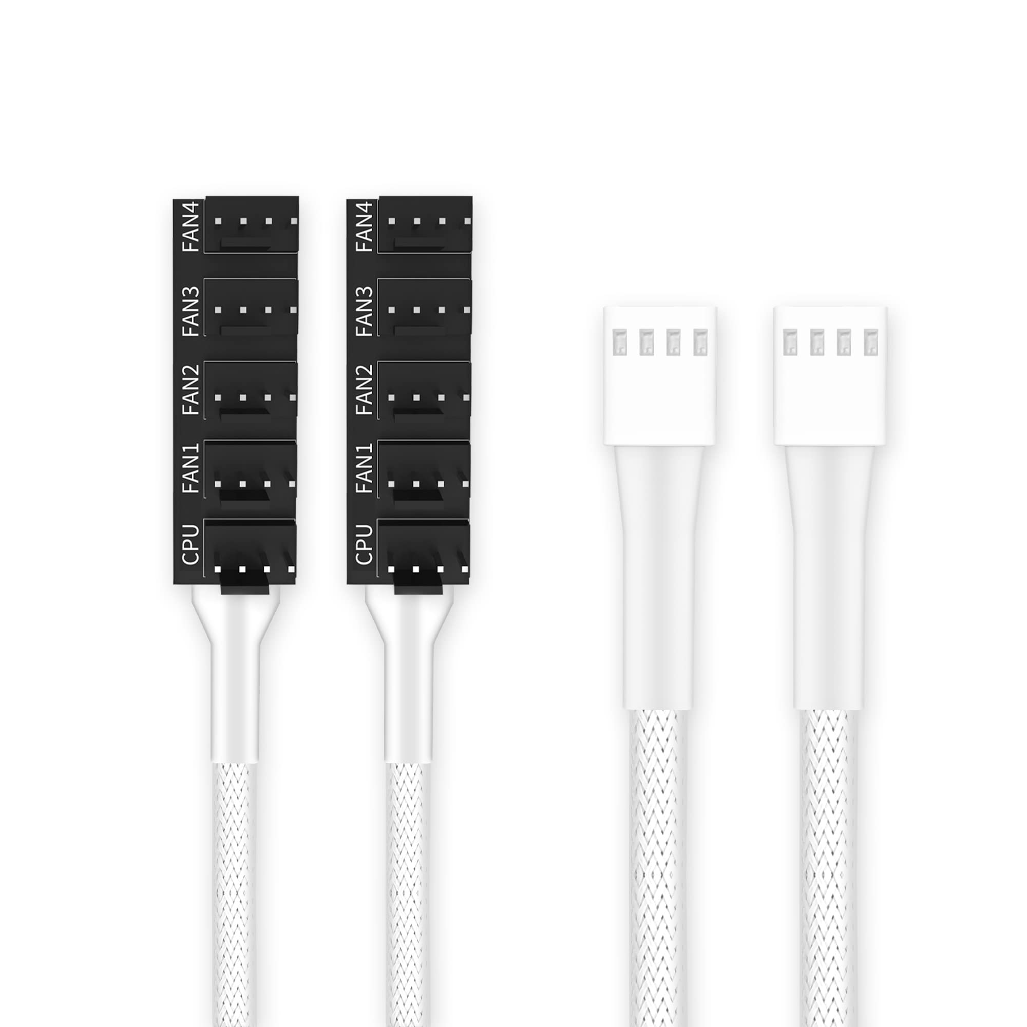 PANO-MOUNTS 2-Pack PWM Fan Hub Cable 4Pin Computer CPU Case Fan White Splitter 5 Port 1 to 5 Fans for 3Pin Computer PC Case Fan 