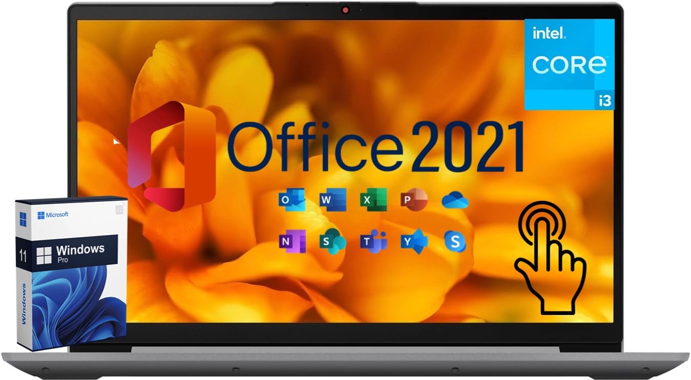 Lenovo Ideapad 3i Business & Student Laptop, with Lifetime Office 2021 15.6 FHD IPS Anti-Glare Touch Laptop, Intel Core i3-1115G