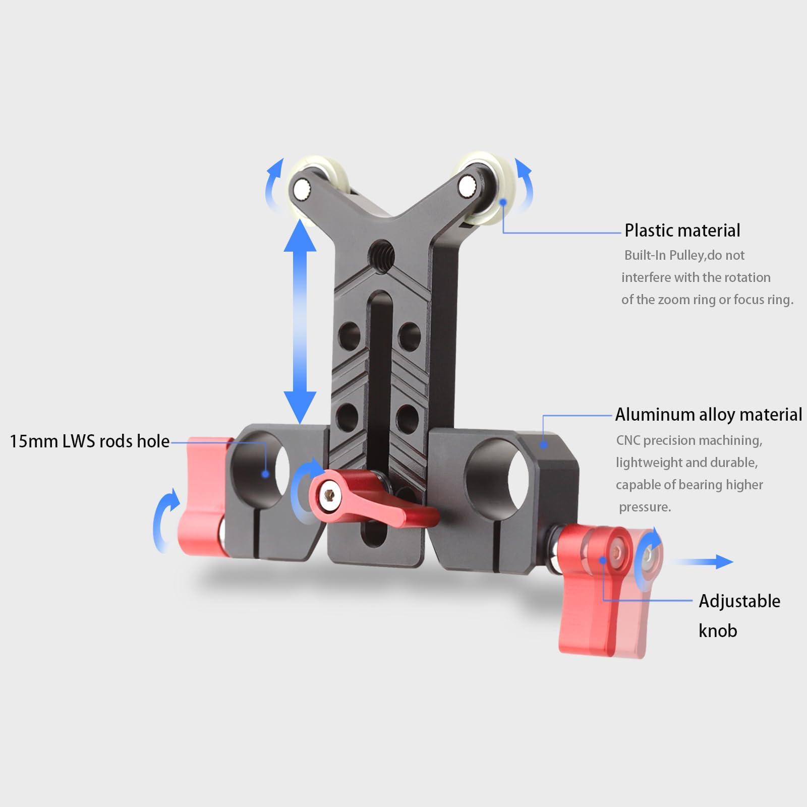 Leftfoto Y Shaped Lens Bracket,Telephoto Long Lens Support Bracket With Built In Pulley,For Dslr Camera Shoulder Rig With 15Mm R
