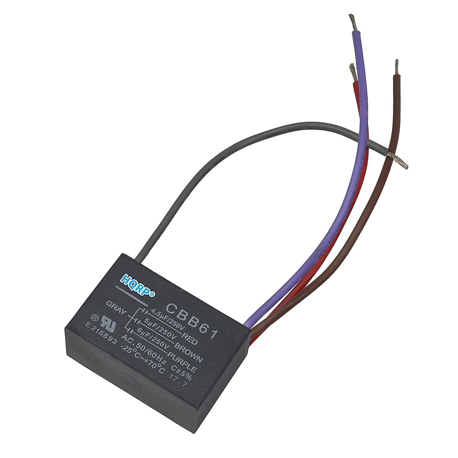 Hqrp Capacitor Compatible With Hampton Bay Ceiling Fan 4.5Uf+5Uf+6Uf 4 Wire Cbb61