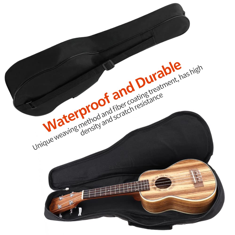 Mdvora Ukulele Case, Black Ukulele Bag For 21 23 26 Inch Ukulele, Waterproof Durable Ukulele Padded Bag With Adjustable Straps F