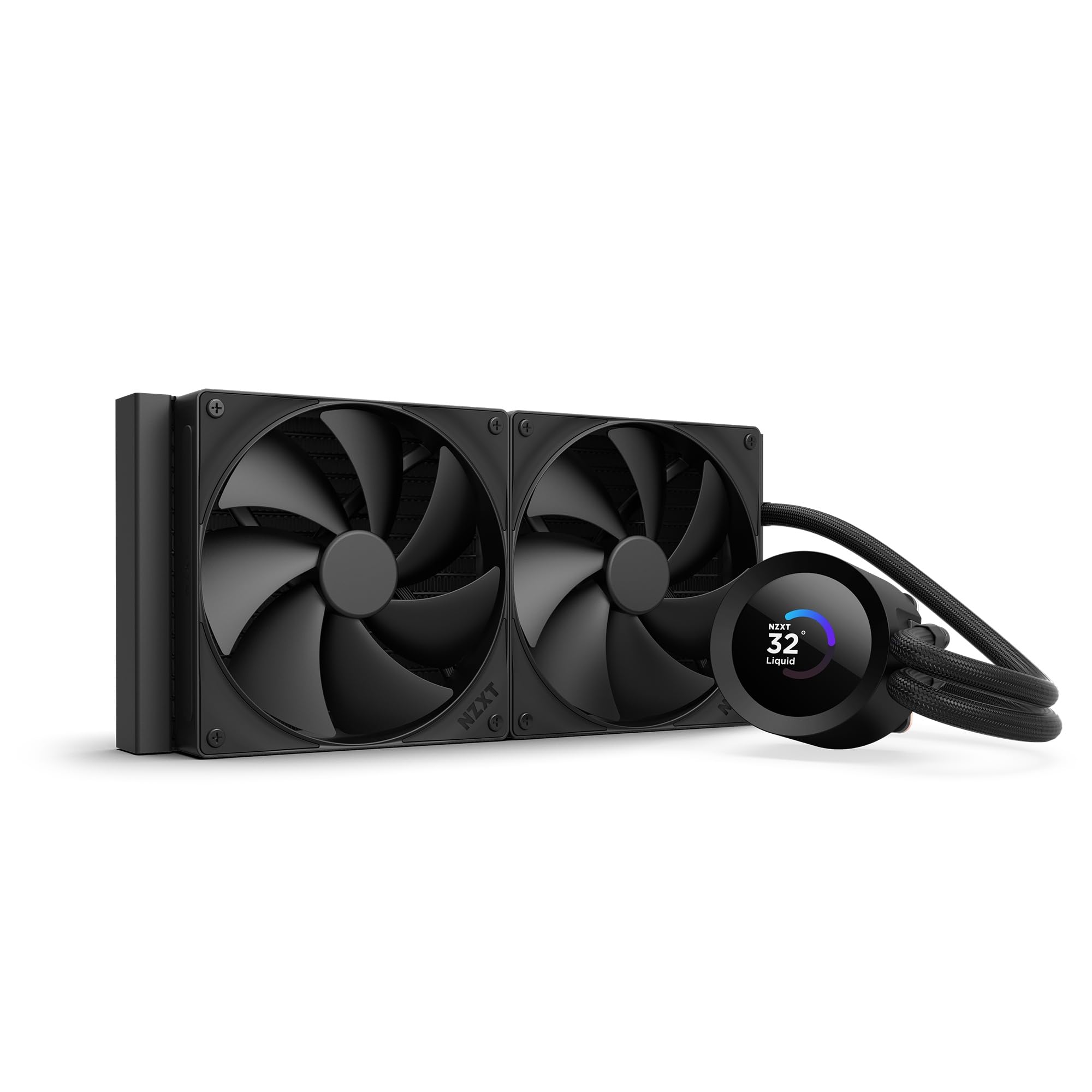 NZXT Kraken Plus 280 - AIO CPU Liquid Cooler - 280mm Radiator - 2 x F140P Fans - Customizable 1.54 Square LCD - AMD AM5, AM4 - I