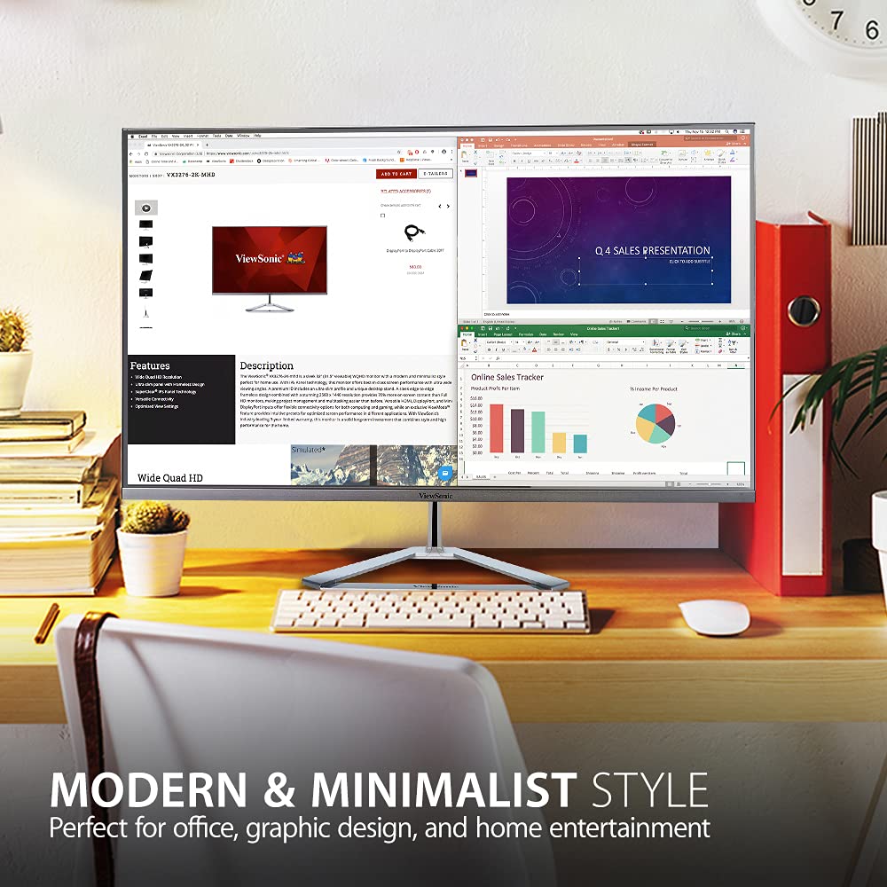 Viewsonic Vx3276 2K Mhd 32 Inch Widescreen Ips 1440P Monitor With Ultra Thin Bezels, Hdmi Displayport And Mini Displayport