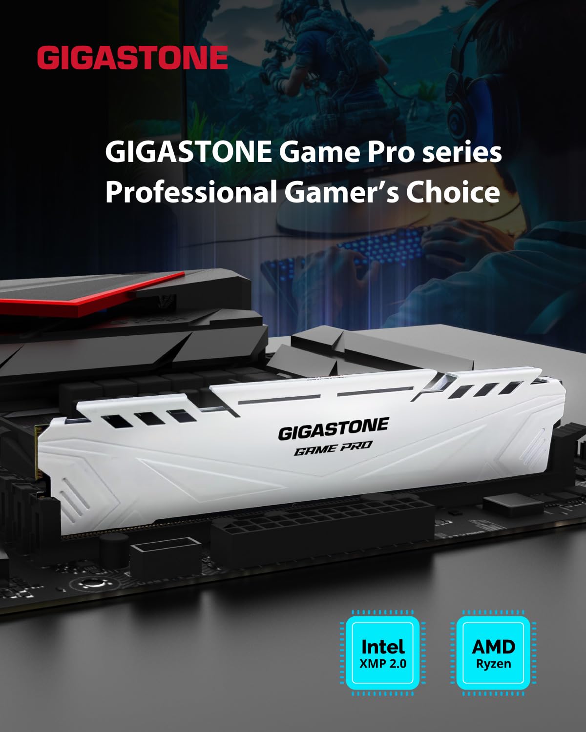 ?Ddr4 Ram? Gigastone Game Pro 32Gb Kit (2X16Gb) Ddr4 3200Mhz Pc4 25600 Cl 16 18 18 40 Intel Xmp 2.0 Amd Ryzen 1.35V Udimm 288 Pi