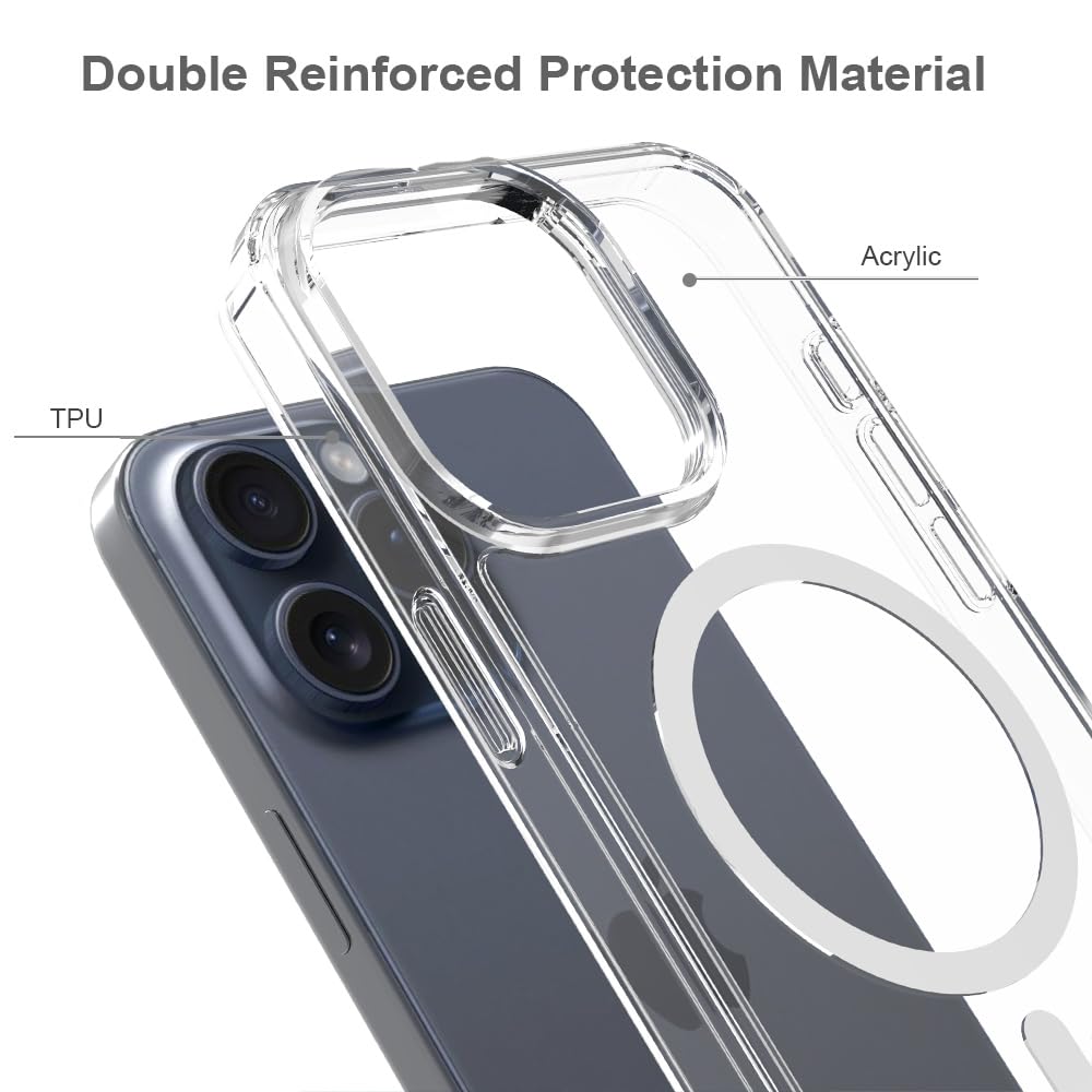Pinlisheng Magnetic For Iphone 15 Pro Max Case,Compatible With Magsafe,Shockproof Anti Scratch Clear Thin Slim Phone Case.Clear