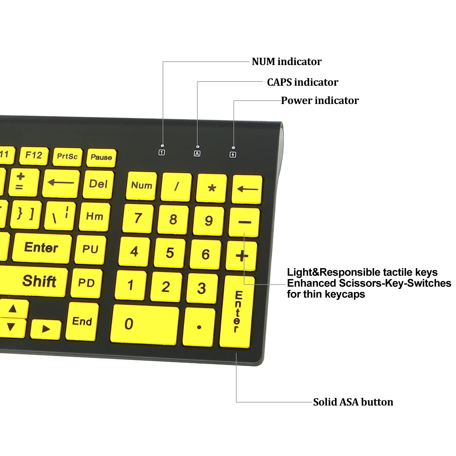 Fonicer Full Size Large Print 2.4G Wireless Keyboard And Mouse With Oversized Print For Kids Visually Impaired Low Vision Indivi