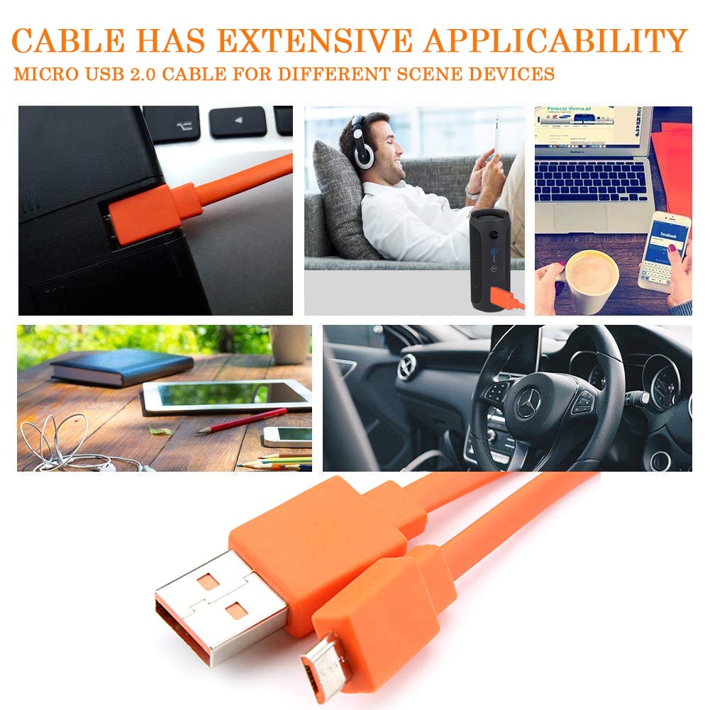 Tobysome Micro Usb Charging Cable Power Supply Charger Cord Compatible With Jbl Charge 2, Charge 3, Clip, Flip 2, Flip 3, Flip 4, Pulse 2, Pulse 3, Micro/Trip/Go/Link Speakers (Micro Usb Connector)
