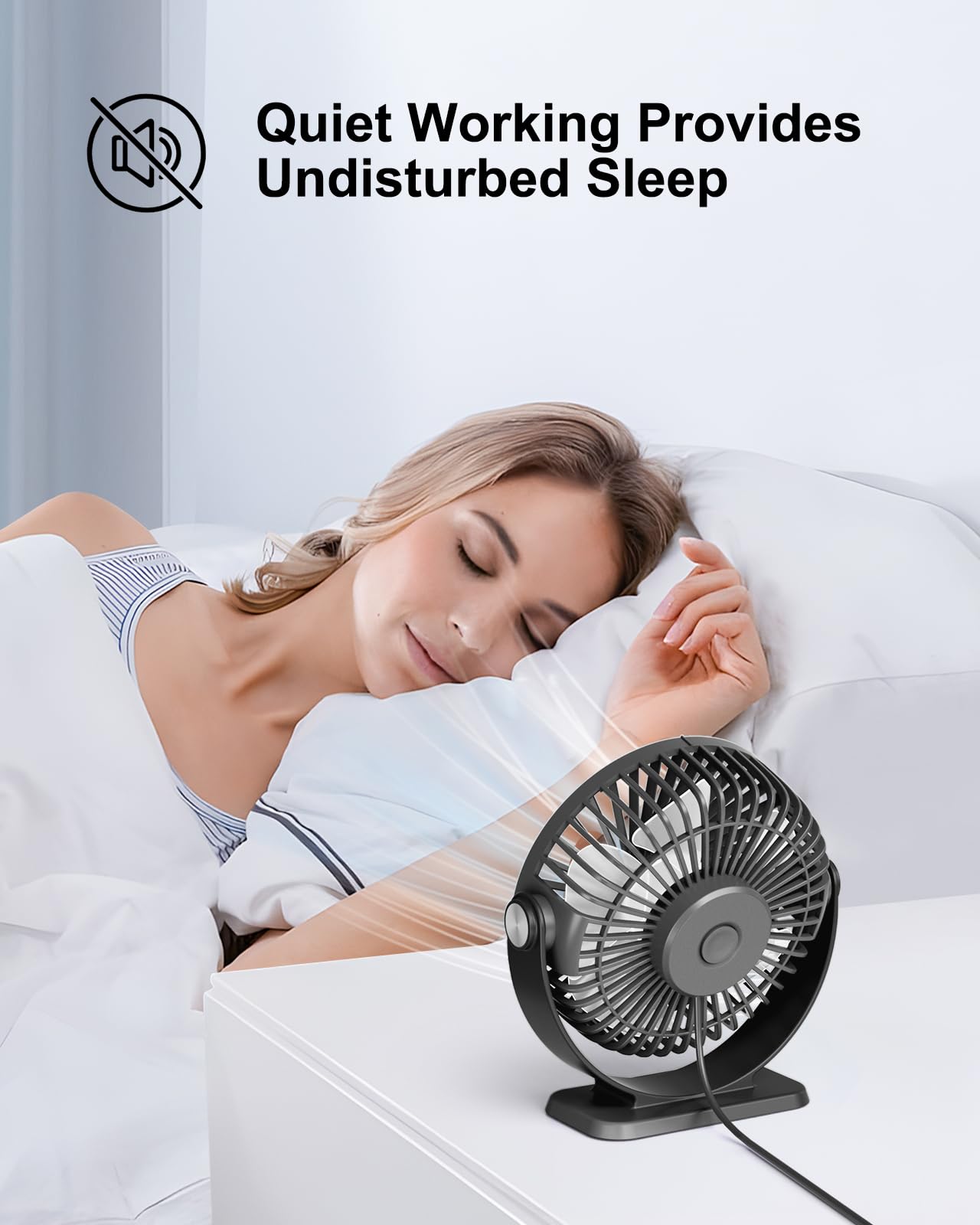 Tripole Small Desk Fan Usb Powered Portable Fan 3 Speeds Strong Airflow Mini Fan 360Rotation Personal Fan 5.1 Inch Table Fan For