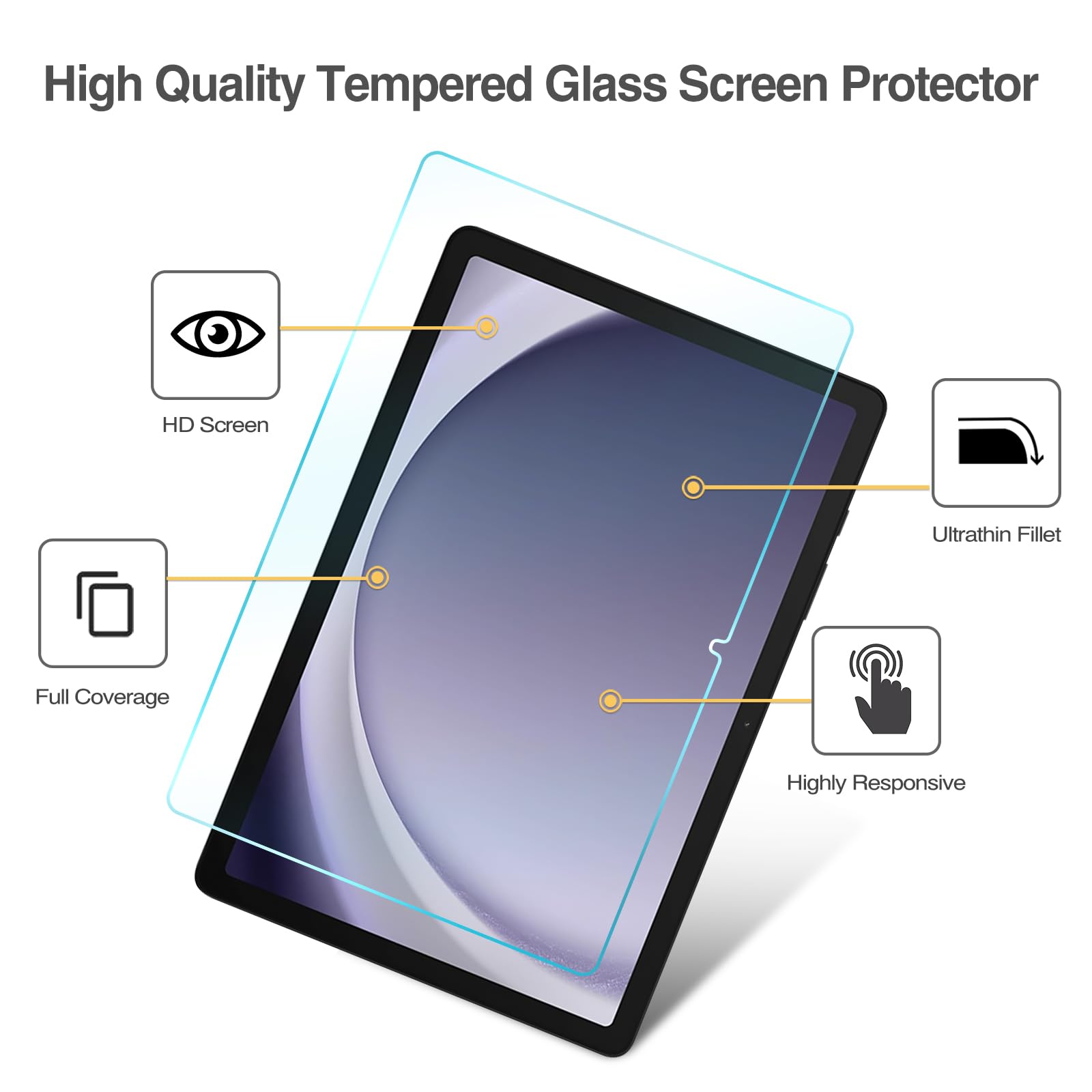 Procase 2 Pack Screen Protector For Galaxy Tab A9 Plus 11 Inch 2023, Hd Tempered Glass 9H Film Guard For 11'' Tab A9+ 5G Tablet
