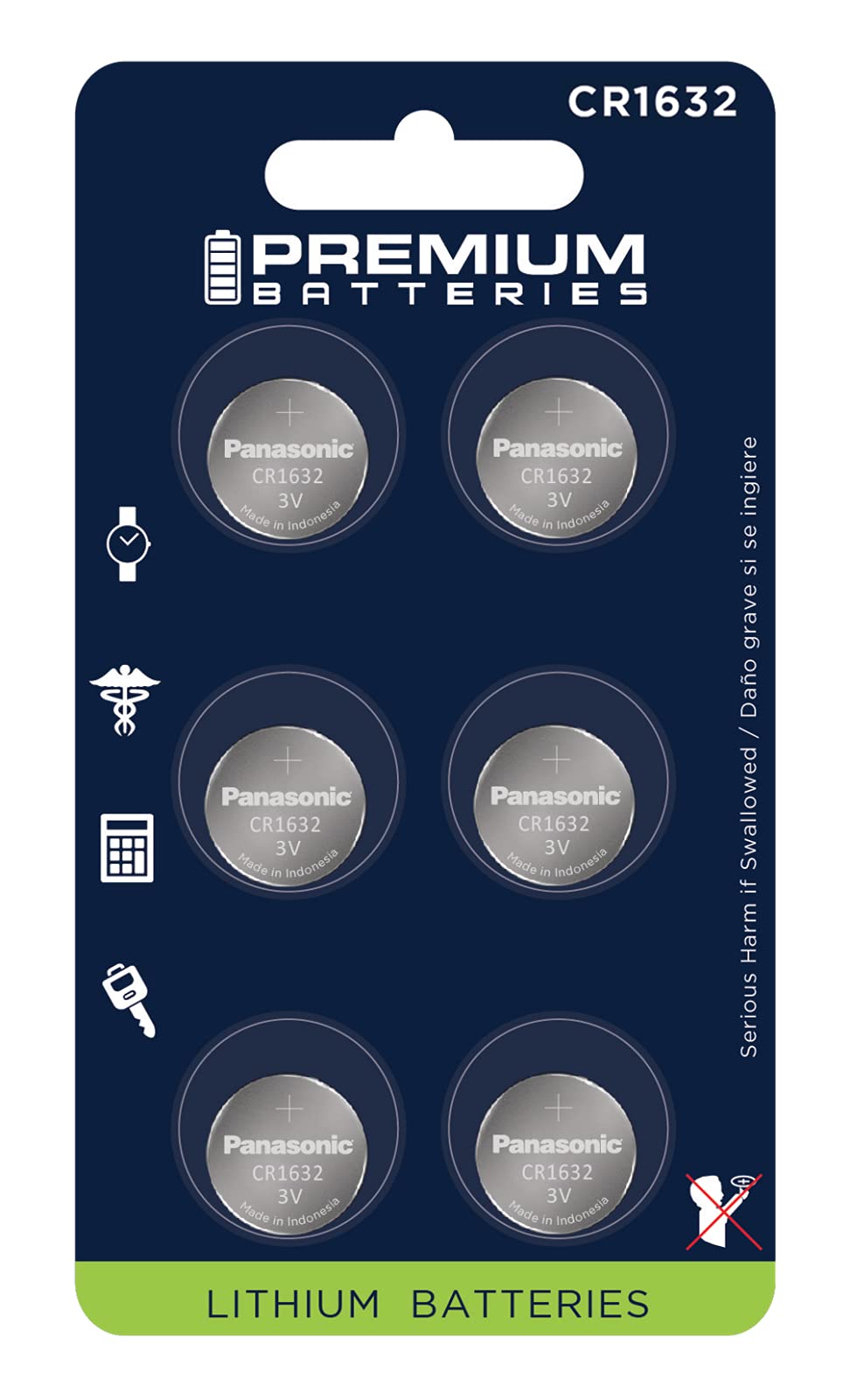 Premium Cr1632 Battery 3V Lithium Coin Cell   Japanese Engineered High Capacity Batteries (6 Pack)