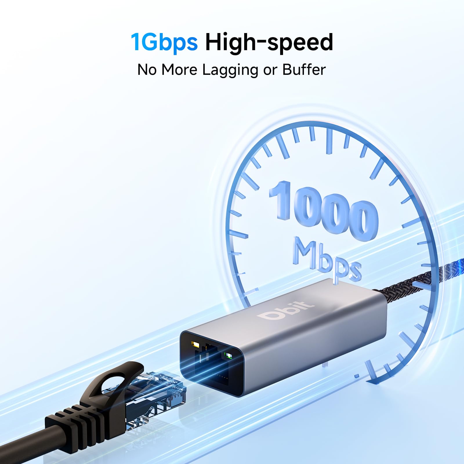 Dbit Usb To Ethernet Adapter, Driver Free Usb 3.0 To Gigabit Ethernet Lan Network Adapter, Rj45 Internet Adapter Compatible With