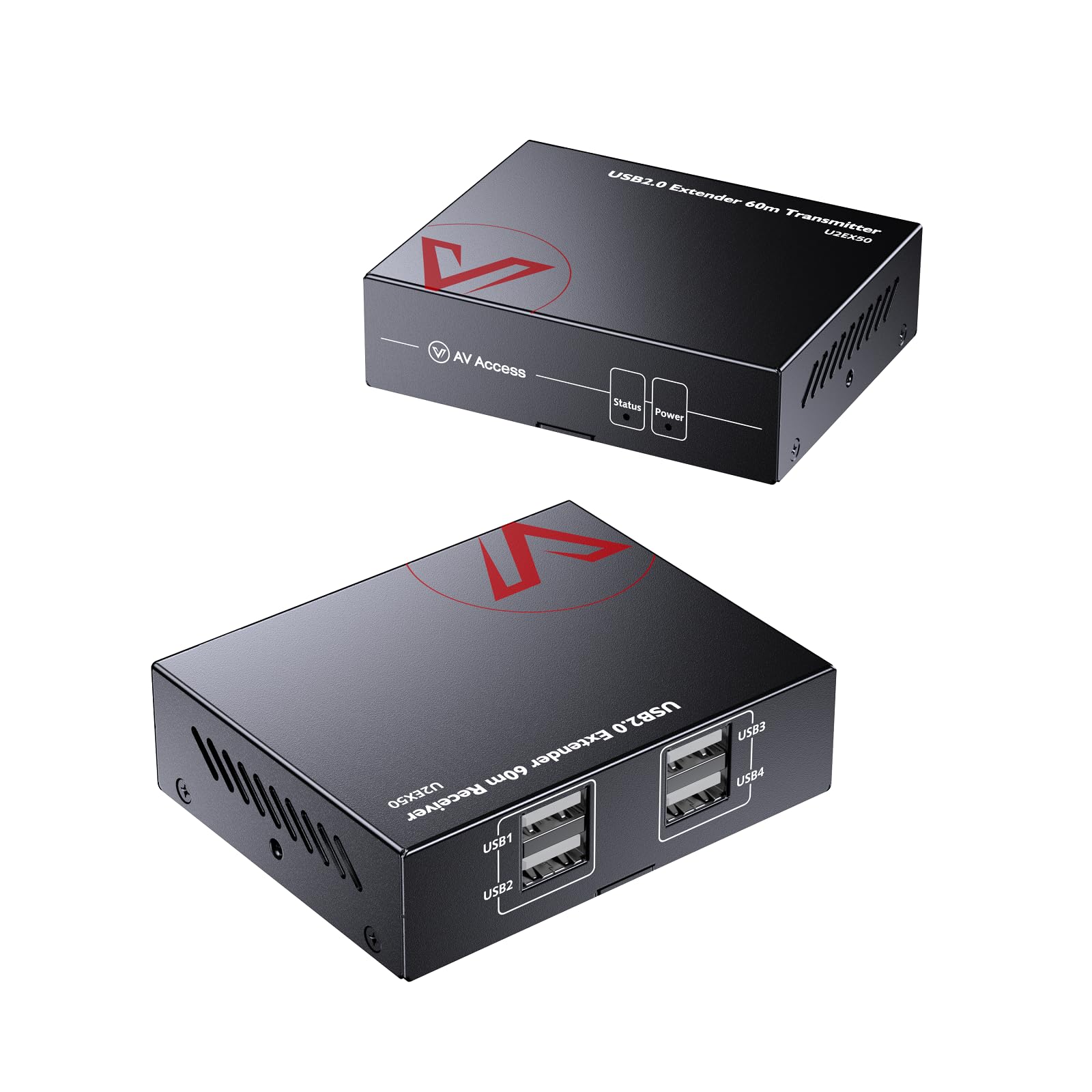 AV Access USB Extender Over Cat5e/6/6a/7 196ft/60M, 4 USB 2.0 Ports, Plug and Play, No Driver, Supports All Operating System, Ke