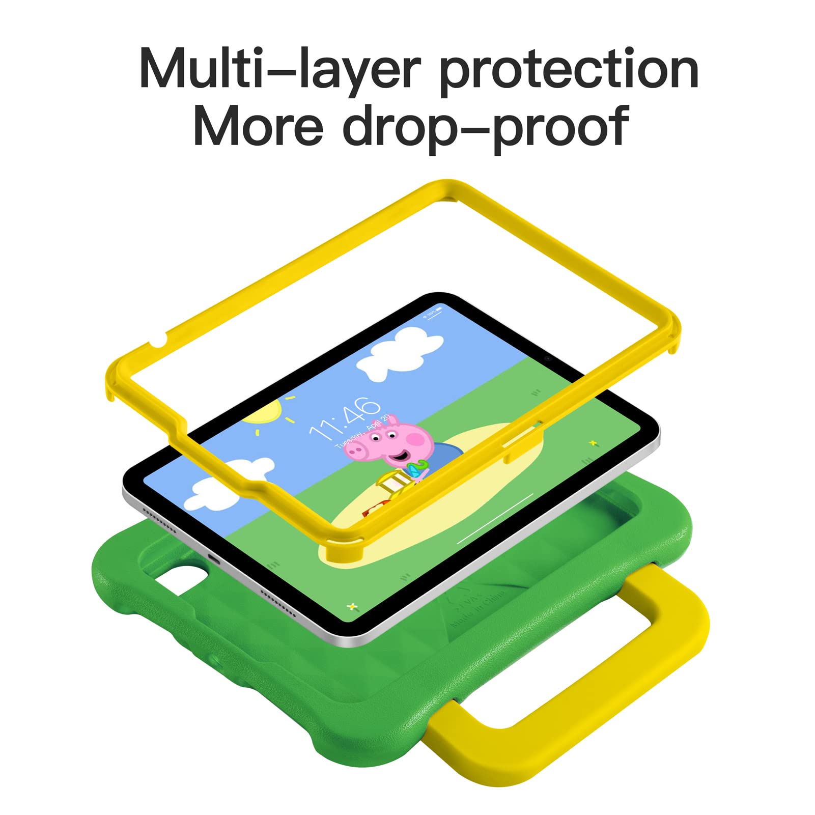 Leijue Kids Case For 2021 Ipad Mini 6, Light Weight Heavy Duty/Shockproof/Drop Proof With Handle/Kickstand, Child Friendly Prote