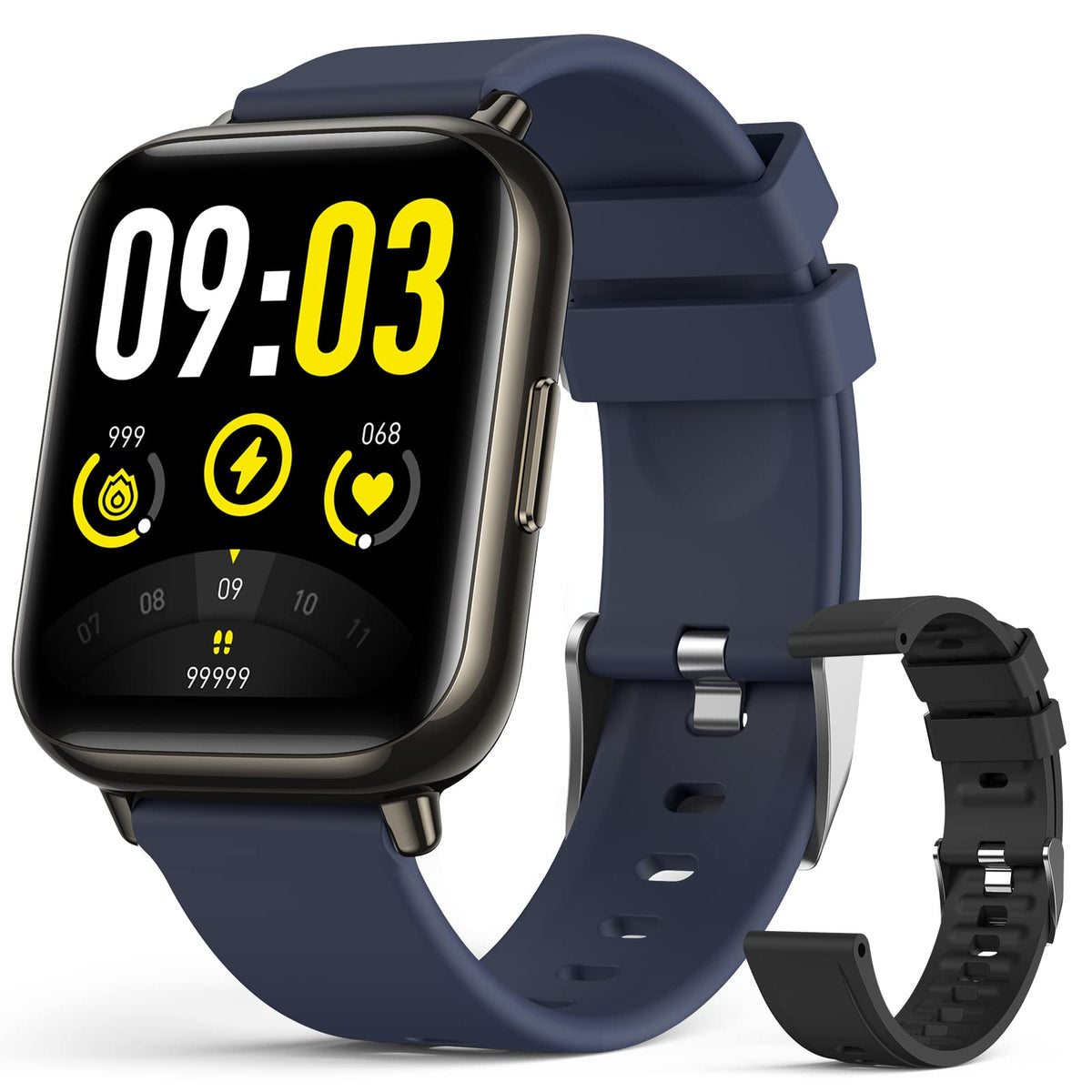 Agptek Smart Watch, 1.69''(43Mm) Smartwatch For Android And Ios Phones Ip68 Waterproof Fitness Tracker Watch Heart Rate Monitor