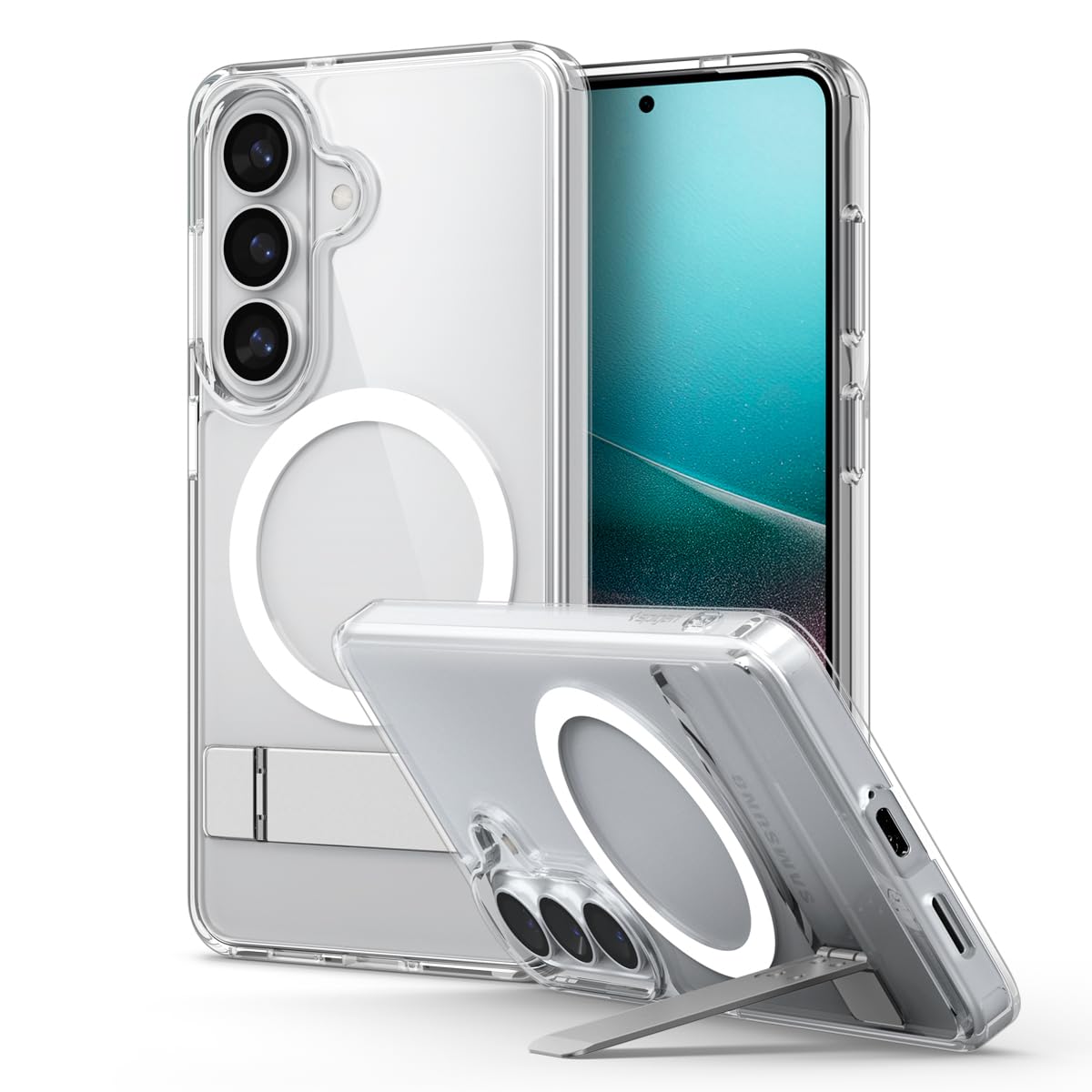 Spigen for Galaxy S26 Plus Case, Ultra Hybrid S MagFit [Kickstand] [Compatible with MagSafe] [Fast Wireless Charging] - Clear Wh