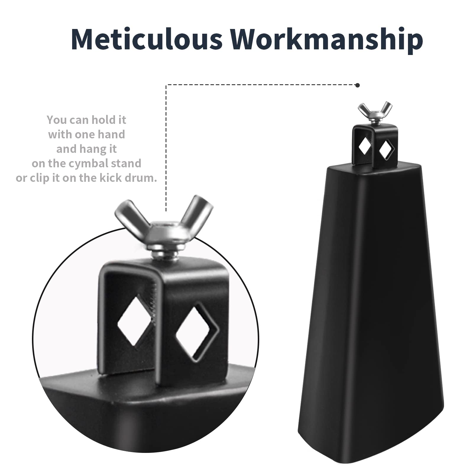 Soulmate Cowbell 8 Inch Metal Steel Cow Bells Instrument Noise Makers Cowbell Hand Percussion Cow Bell With Handle Stick For Dru