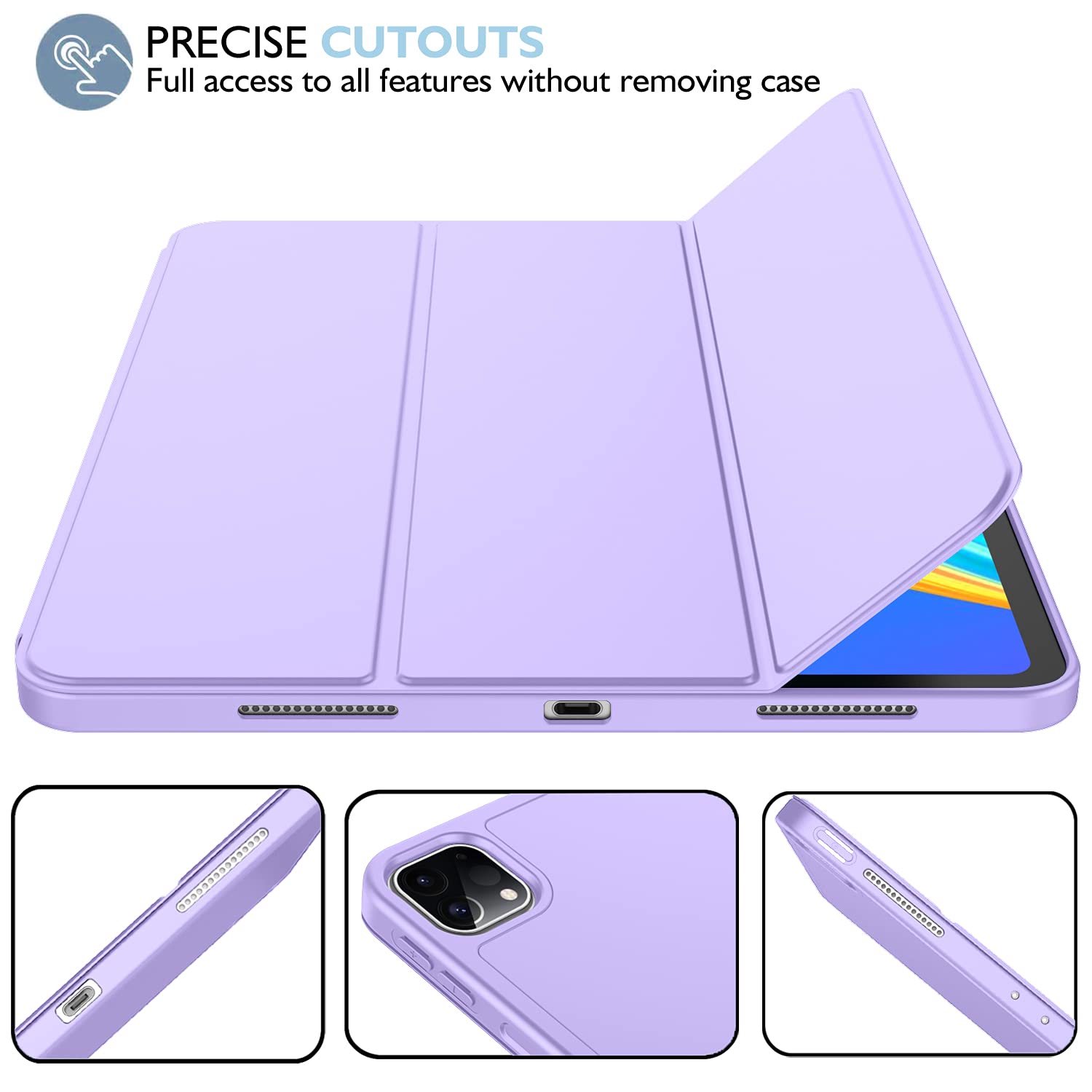 iMieet iPad Pro 11 Case 2022/2021, Clove Purple, Trifold Stand, Soft TPU, Auto Wake/Sleep, Pencil Holder, Compatible with 2nd