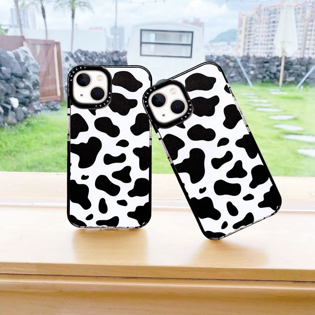 Abbery Designed For Iphone 13 Mini Case Cow Print, Clear With Design Cow Pattern Cute Silicone Tpu Sturdy Shockproof Protective