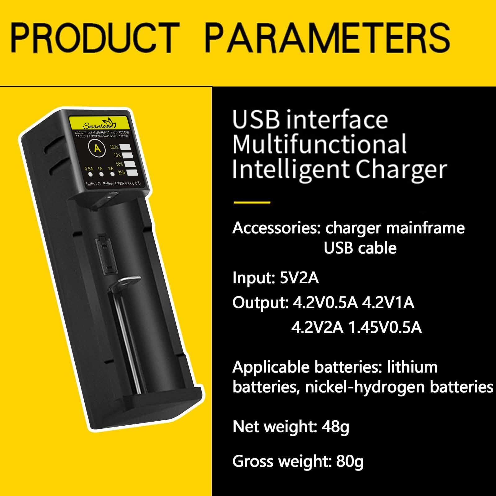 Swanlake 18650 Battery Charger Aa Battery Fast Charger For 3.7V Lithium Ion 18650 18500 14500 21700 17500 16340 26650 20700 Batt