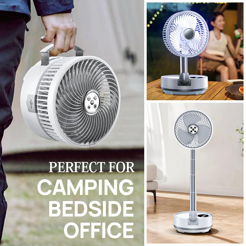Onnilife 8 Inch Portable Fan-Battery Operated Fan, Oscillating Rechargeable Fan With 20000Mah, Remote Control Led Lights, 72Hr R