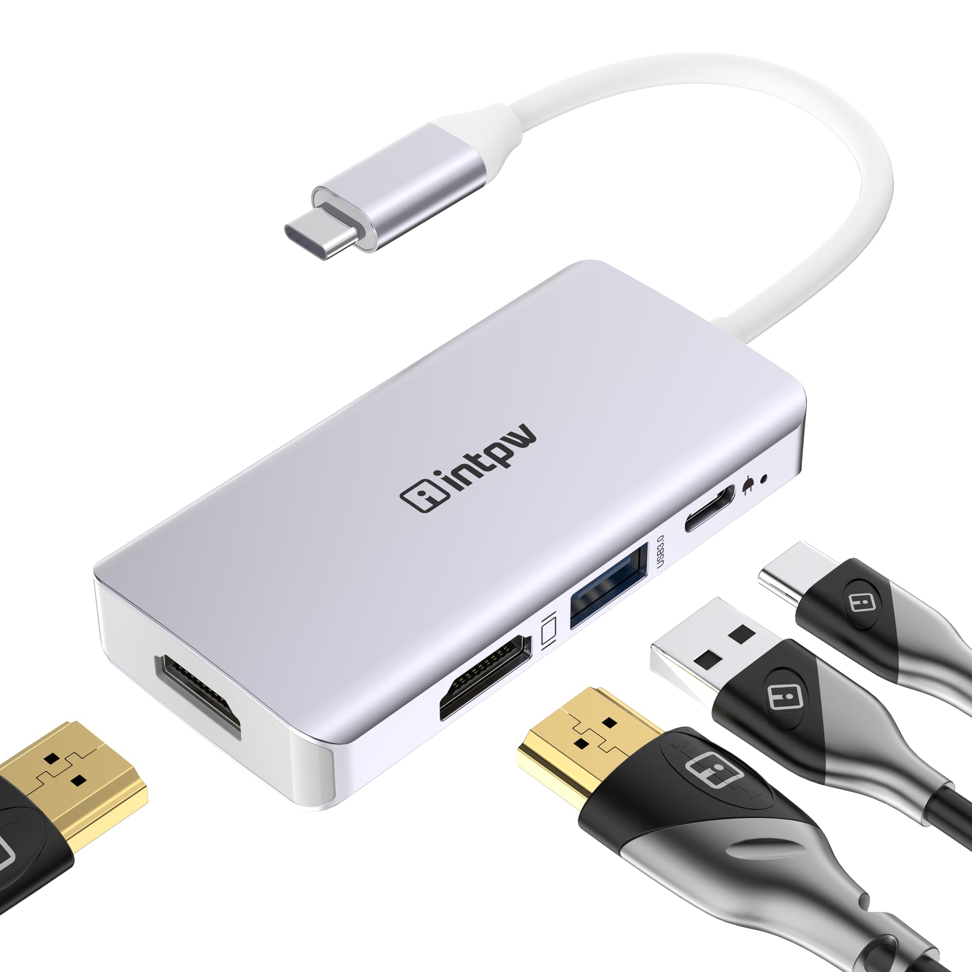 Intpw Usb C To Dual Hdmi Adapter, Usb C To Hdmi 4K Multiport Adapter For Macbook Pro/Macbook Air/Ipad Pro/Dell Xps/Nintendo Swit