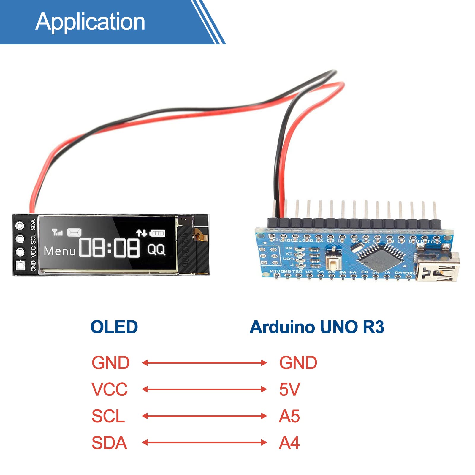 Makerfocus 2Pcs I2C Oled Display Module 0.91 Inch I2C Ssd1306 Oled Display Module White I2C Oled Screen Driver Dc 3.3V~5V For Ar