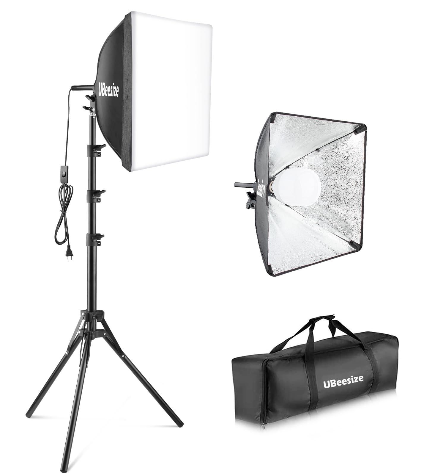 Ubeesize Softbox Photography Lighting Kit, 16    X 16    Continuous Lighting Kit With 40W E27 Socket 6500K Bulb, Professional Ph