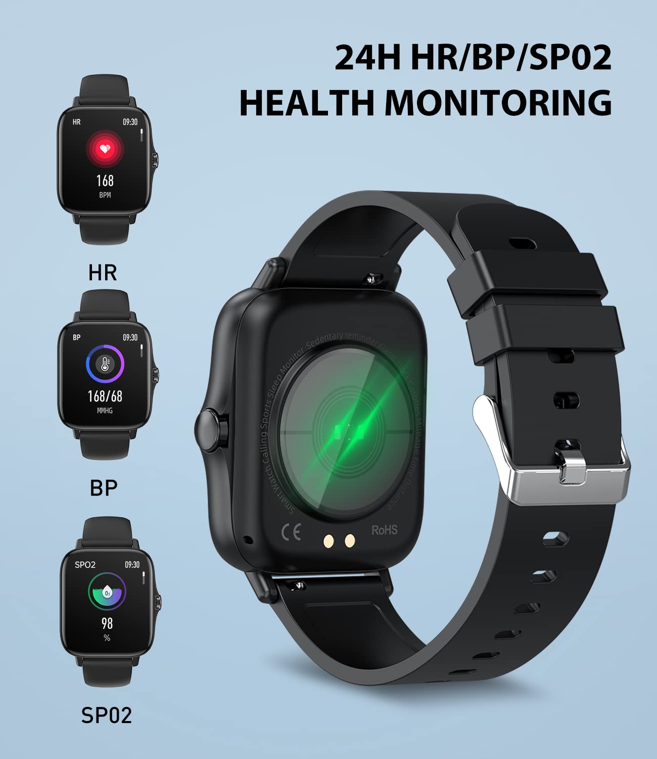 Egqinr Smart Watches For Men Women, 1.7 Hd Touch Screen Activity Fitness Tracker With Health Monitor And Sleep, Ip67 Waterproof