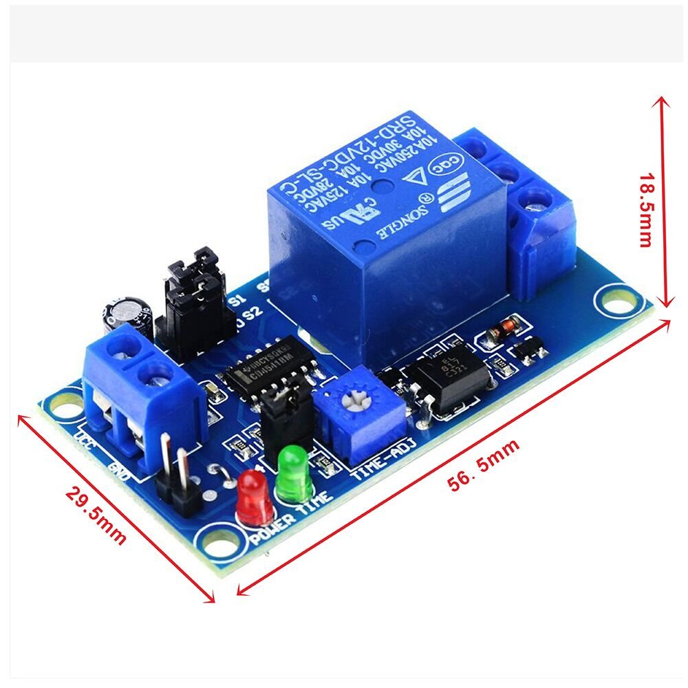 Anmbest 2Pcs Dc 12V Delay Relay Switch Turn On Off Switch Module With Time Timer Timing Adjustable Potentiometer Led Indicator D